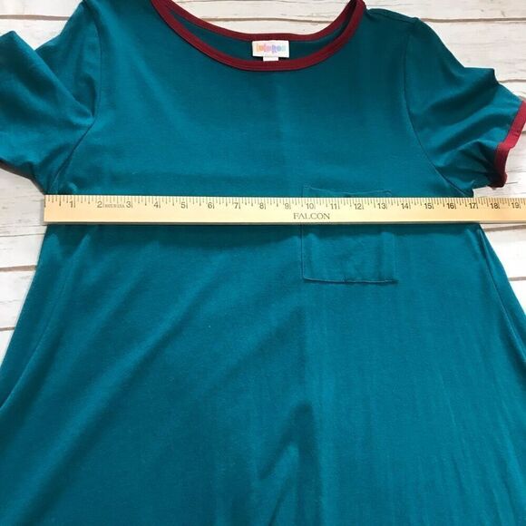 Lularoe Carly Swing Dress Green Burgandy size small - Picture 3 of 9